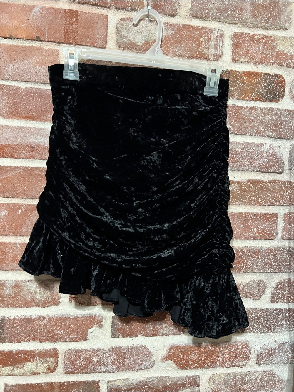 ZARA Velvet Ruched Ruffle Mini Skirt - Picture 4 of 4